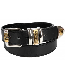 1.5" Embossed MIlano Jeans Belt with Chrome & Gilt Two Tone Buckle-PRICE DROP